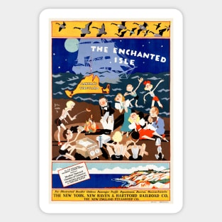 The Enchanted Isle USA Vintage Travel Poster 1934 Sticker